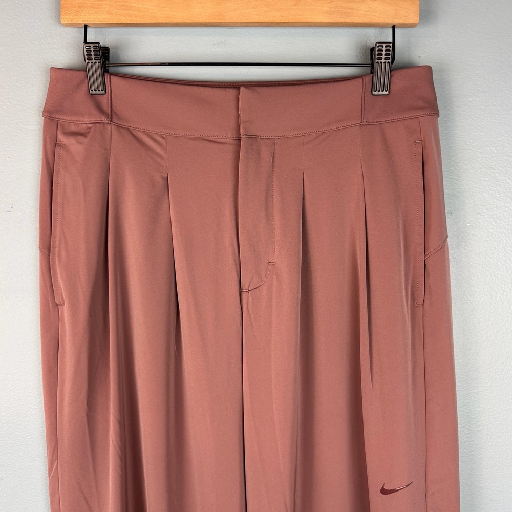 Nike Bliss Dri Fit Wide Leg Trouser Womens Medium Mauve Performance Office Pants